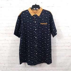 SSLR Shirt Mens XL Blue Patterned Short Sleeve Button Up Cotton Casual Preppy